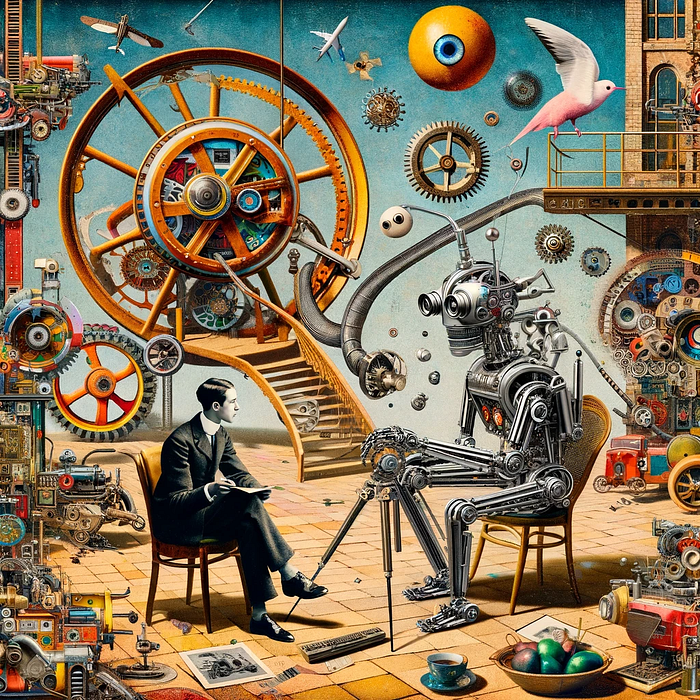 “Human versus AlphaGo” created by author with Dall-E 3