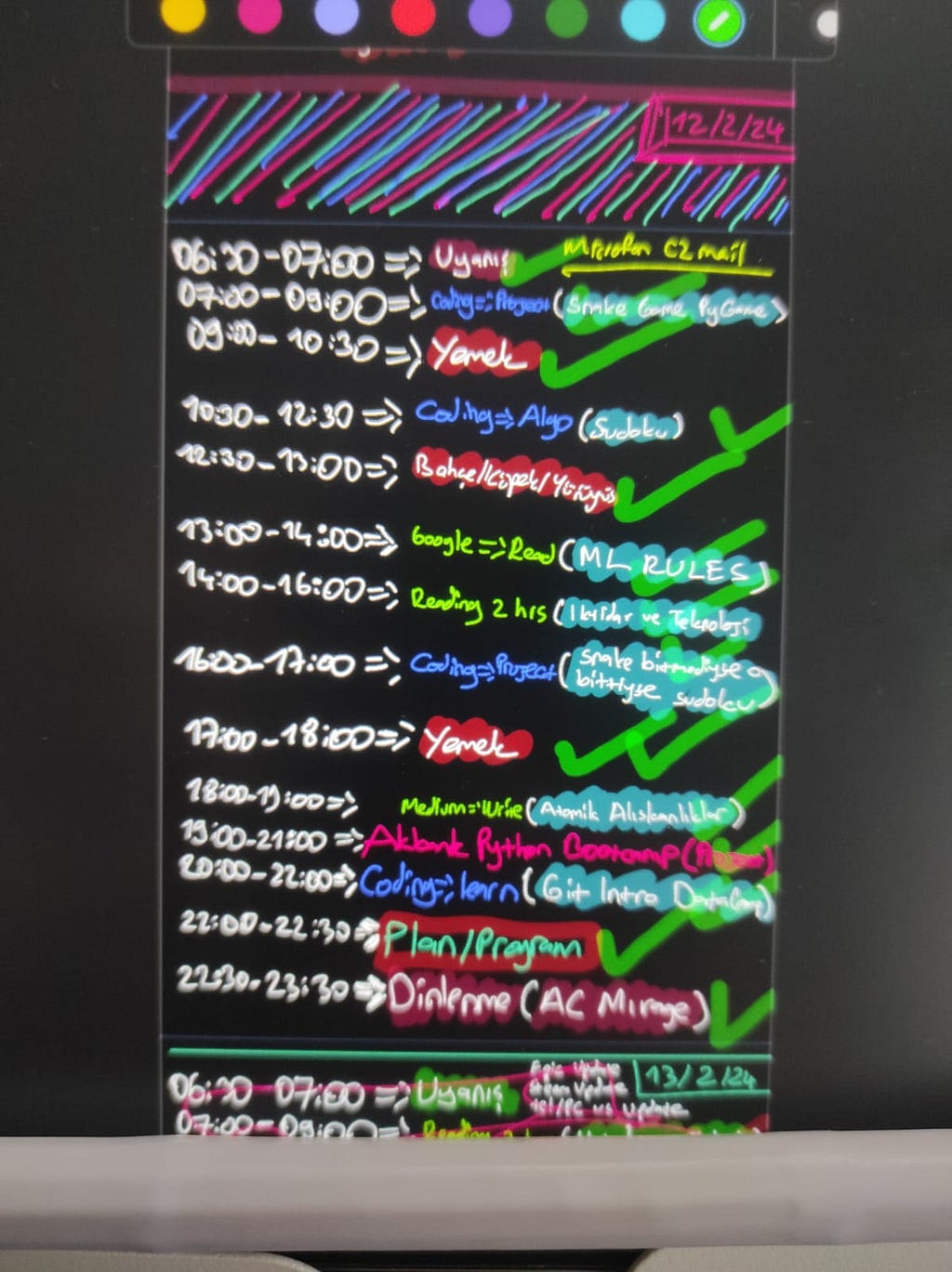 Detaylı bir program — Notability