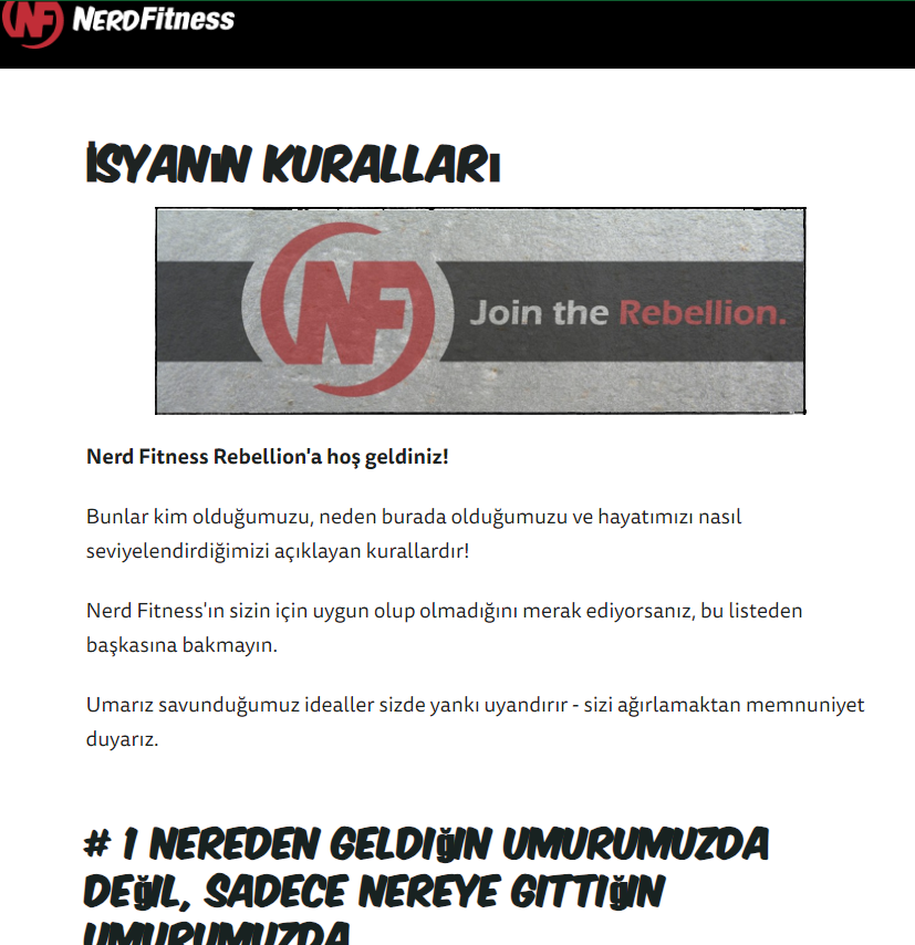 İncelemek isterseniz Nerd Fitness