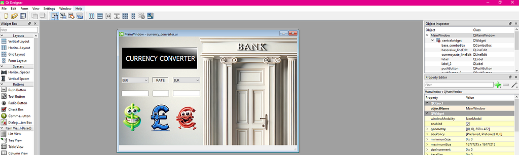 Designing GUI with QtDesigner — Screenshot by author