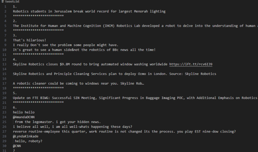Output of the Search Input “robotics news” — Screenshot by author
