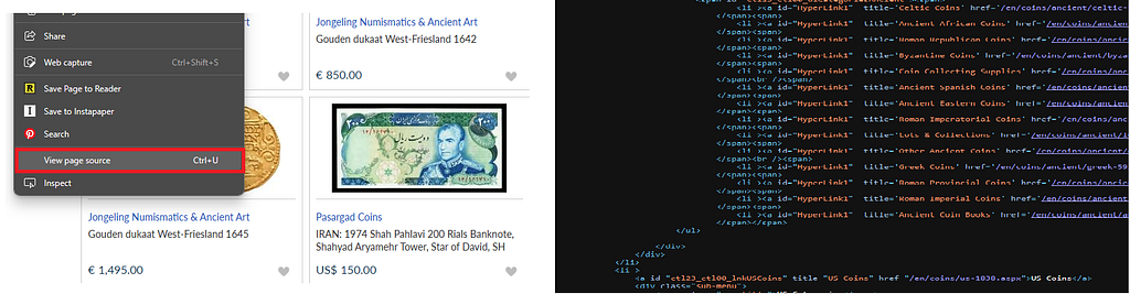 view page source — Screenshot by author